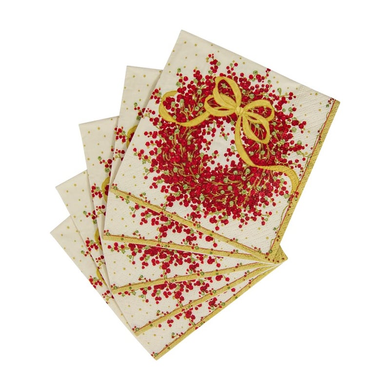 Caspari Entertaining Pepper Berry Cocktail Napkins, Red, 20-Pack - Image 4